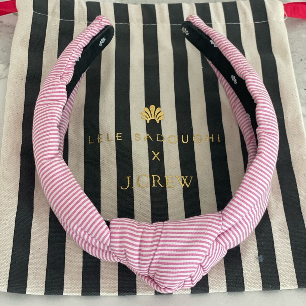 Lele Sadoughi x J.Crew pink and white striped headband